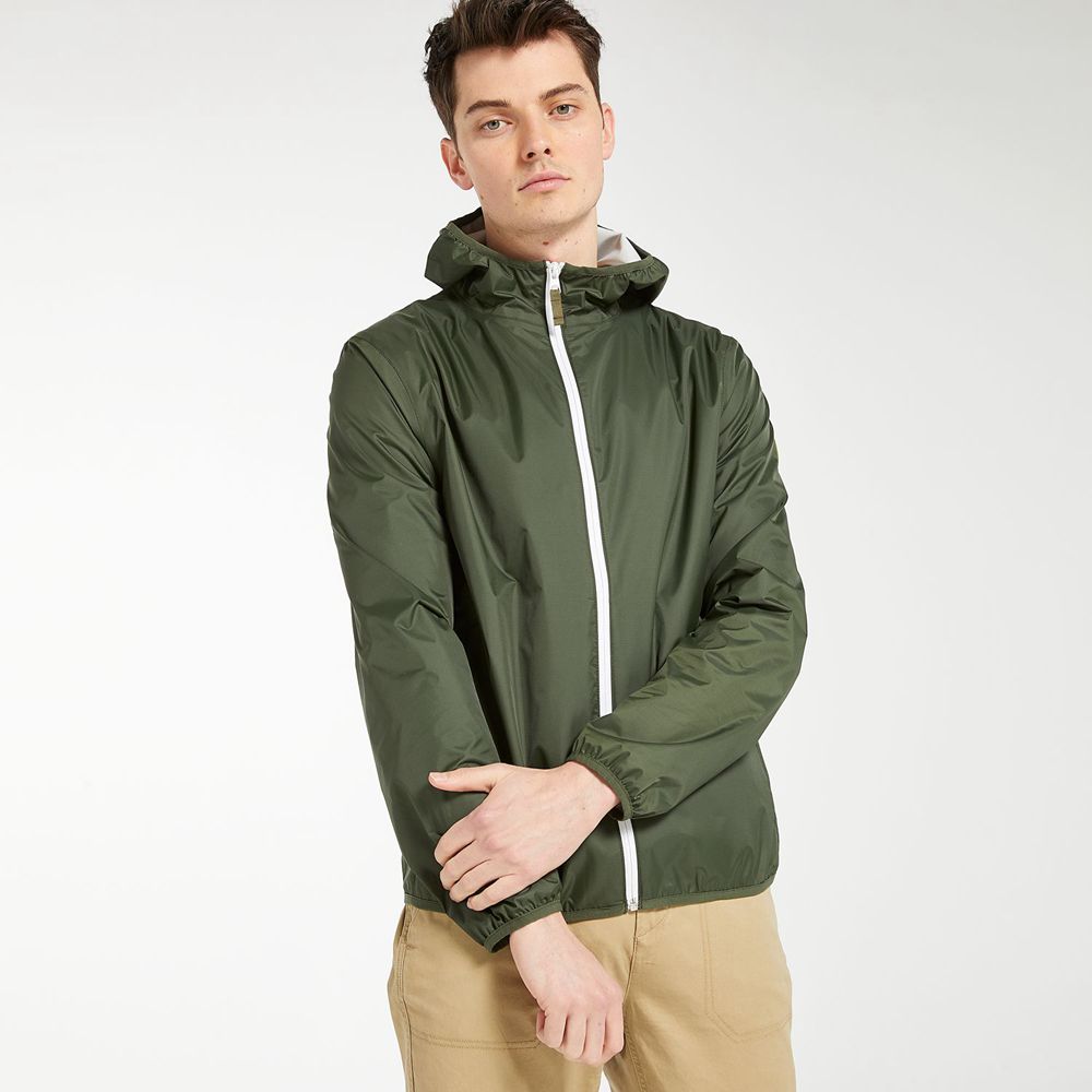 Timberland Mens Jackets Mt. Franklin Waterproof Packable Shell - Dark Green - India LA4286910